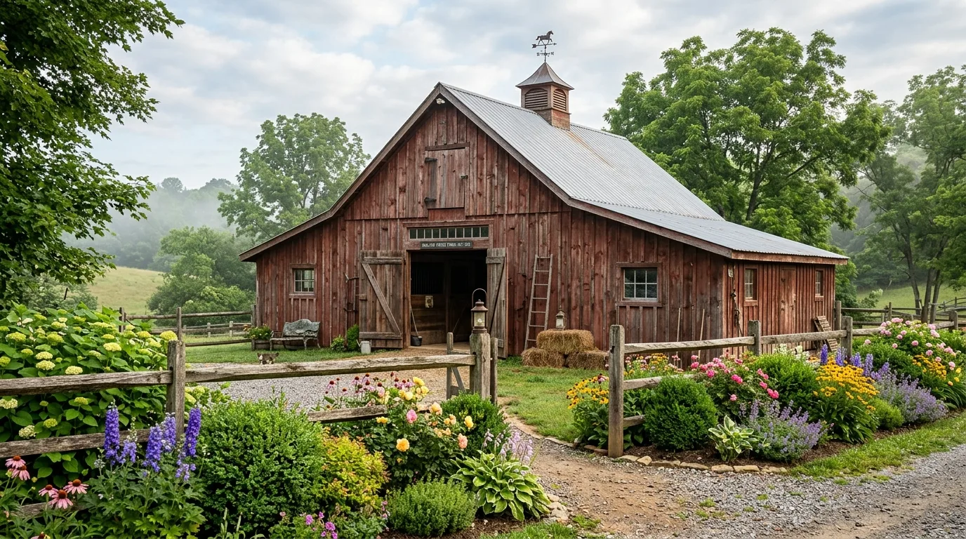 Wood and Stone Details Near the Barn